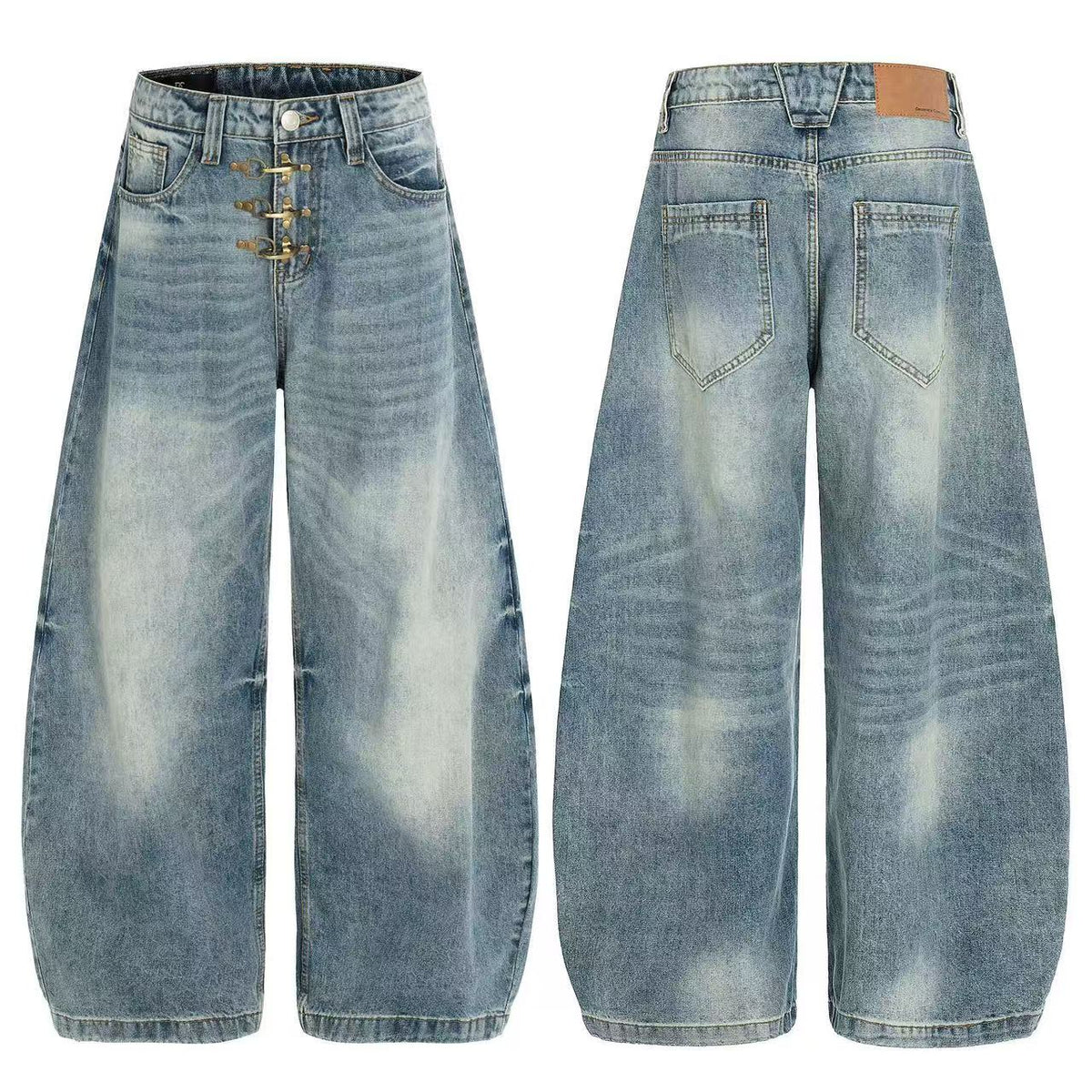 Vintage Faded Whisker Wash Baggy Jeans