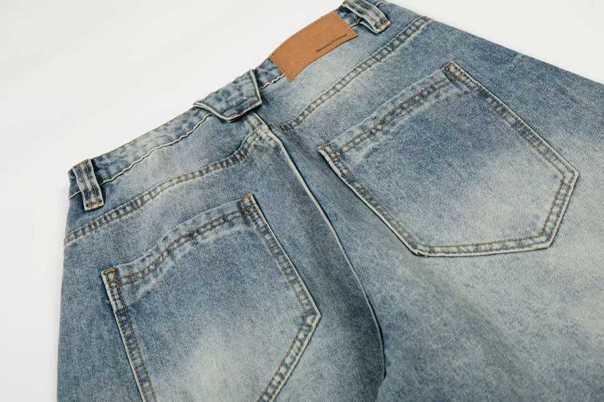 Vintage Faded Whisker Wash Baggy Jeans