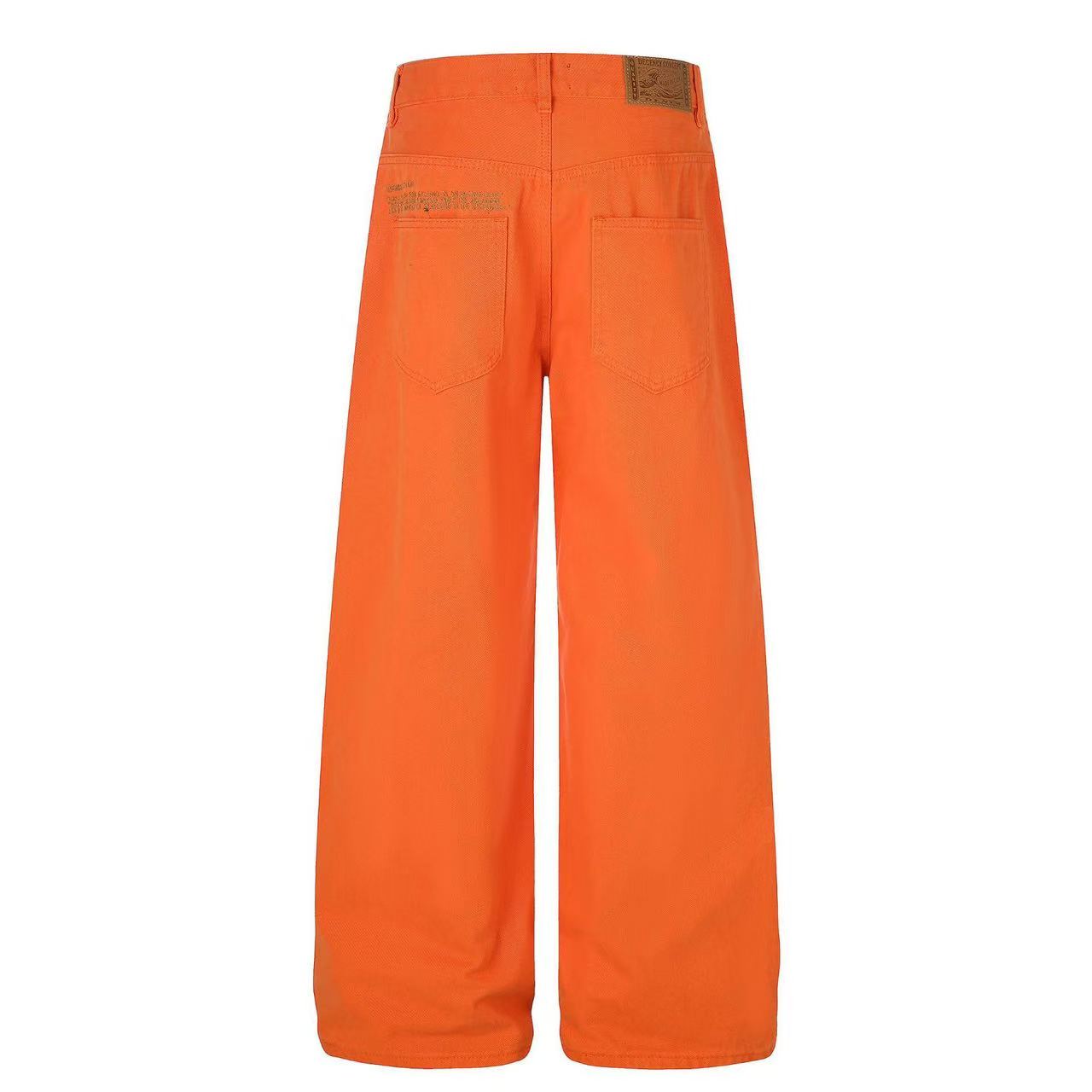 Solid Bright Orange Wide-Leg Jeans
