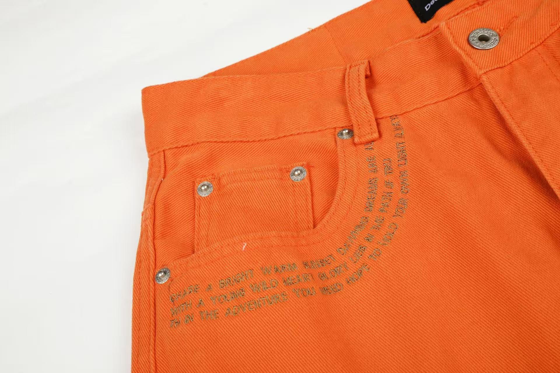 Solid Bright Orange Wide-Leg Jeans