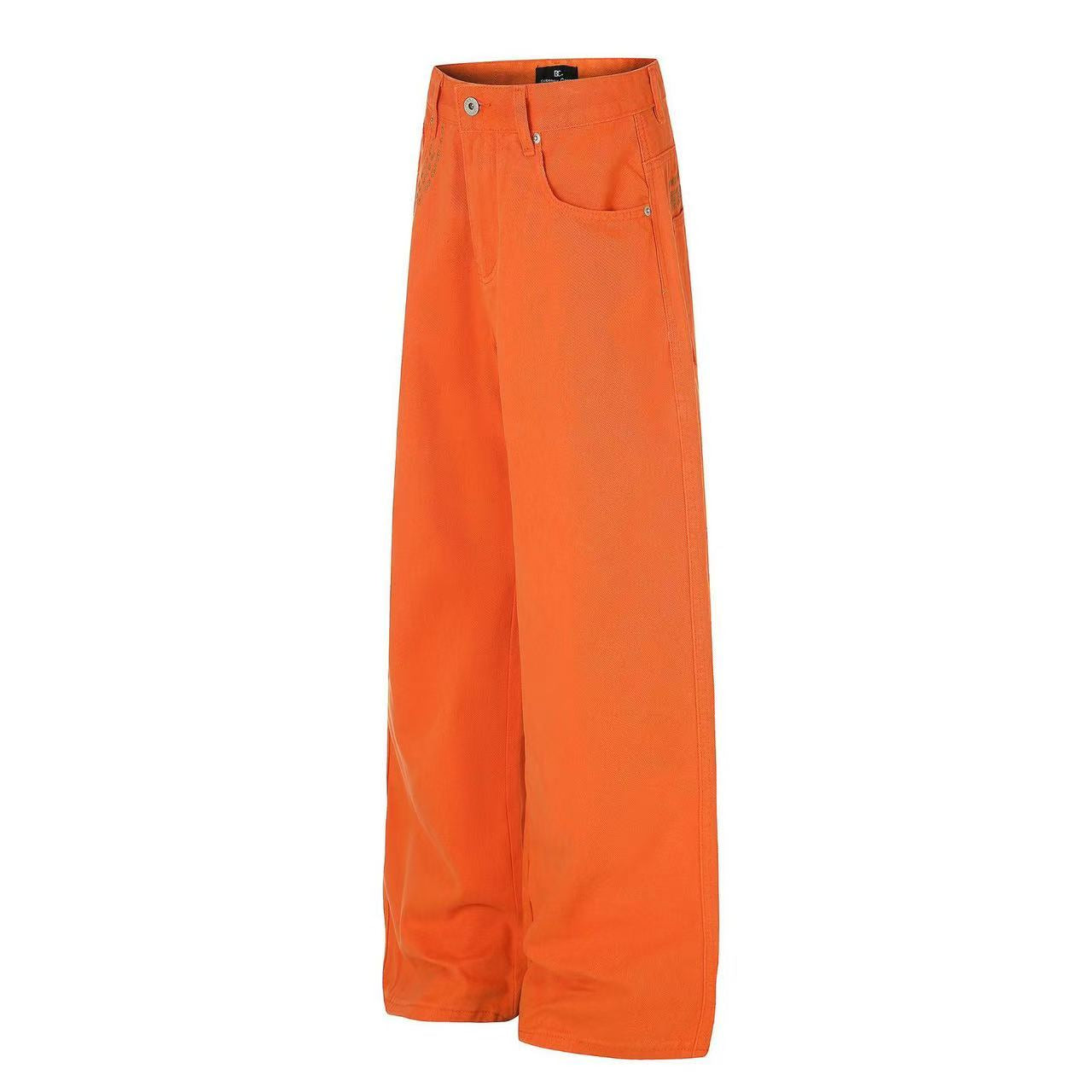 Solid Bright Orange Wide-Leg Jeans