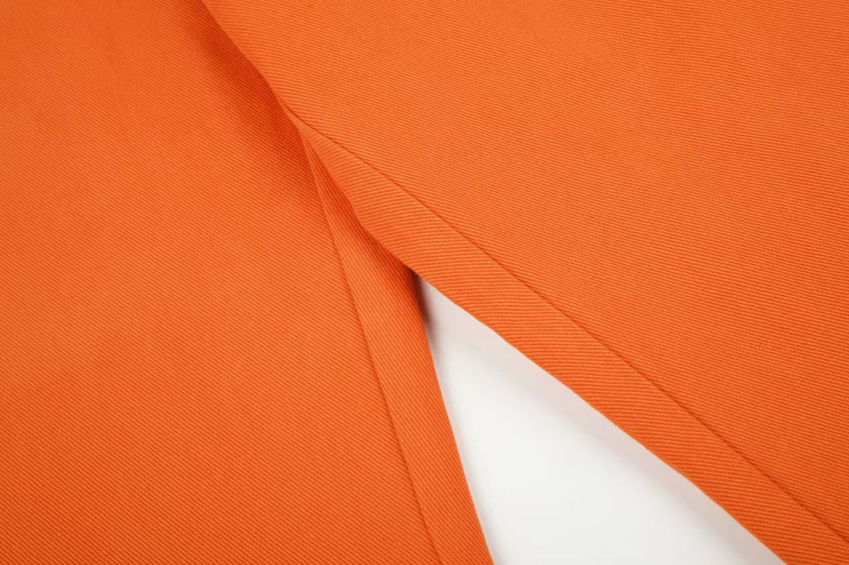 Solid Bright Orange Wide-Leg Jeans
