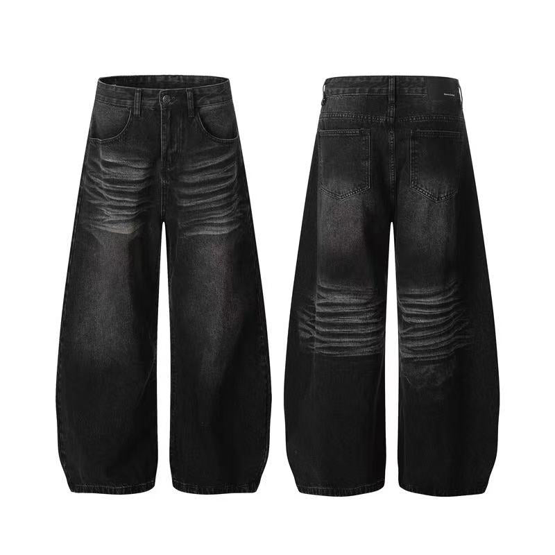 Vintage Knee Whisker Faded Baggy Jeans