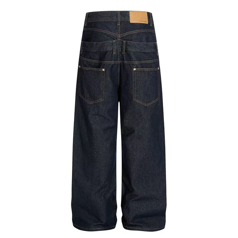 Double Waist Rivet Baggy Jeans