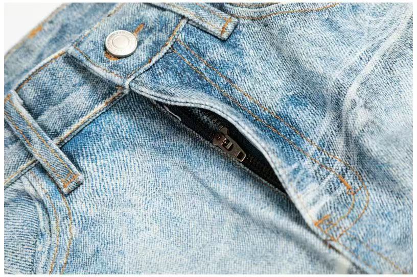 Textured Crackle Wash Rhinestone Baggy Jeans