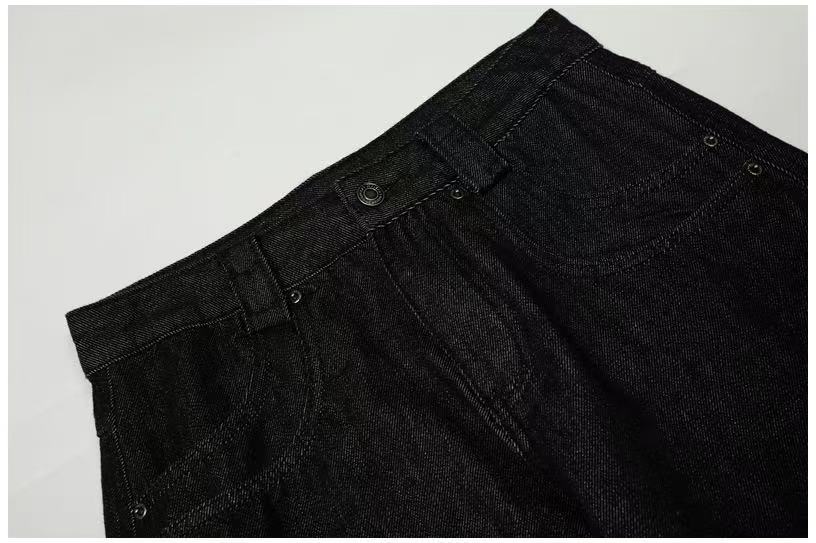 Black Seam Curved Baggy Jeans