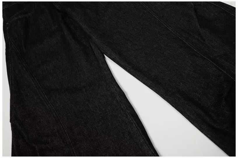 Black Seam Curved Baggy Jeans