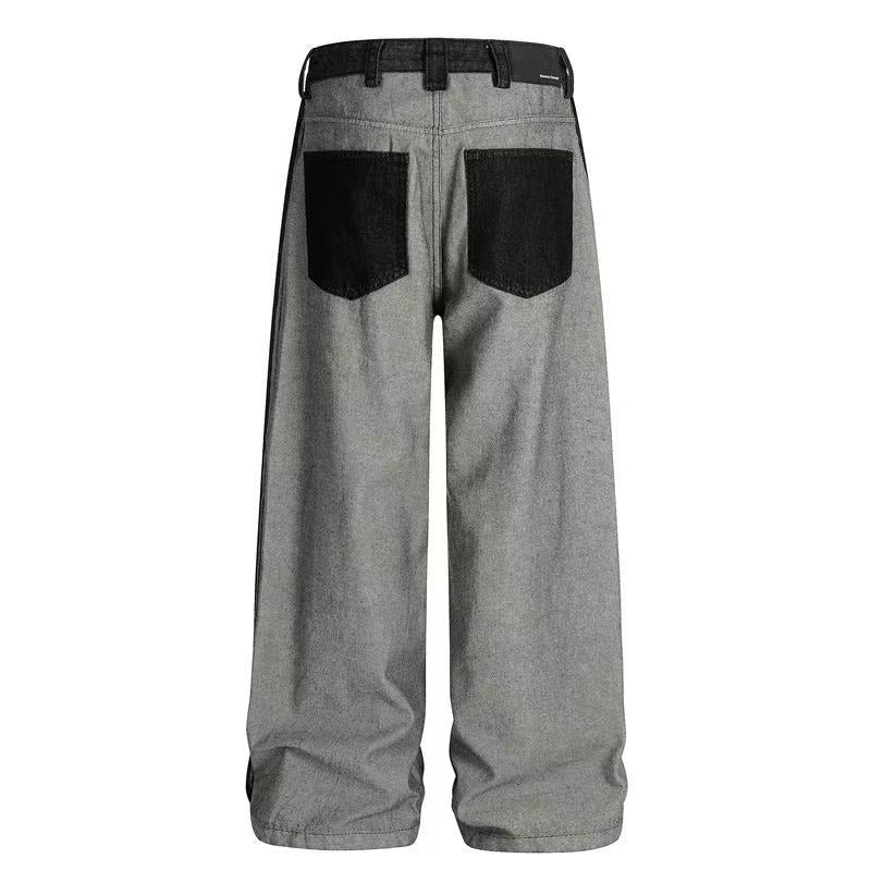 Deconstructed Reverse Wear Graphic Patch Wide-Leg Jeans