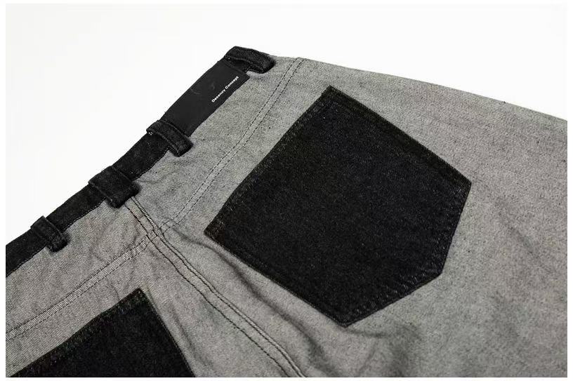 Deconstructed Reverse Wear Graphic Patch Wide-Leg Jeans