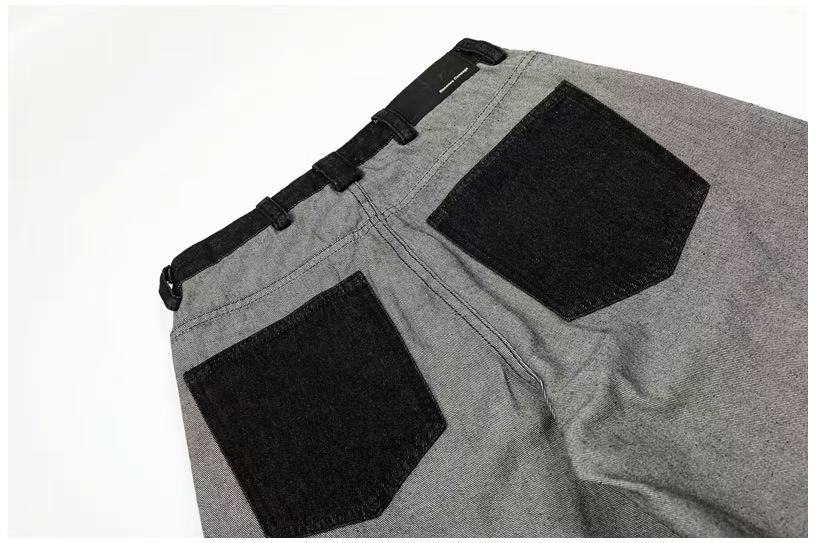 Deconstructed Reverse Wear Graphic Patch Wide-Leg Jeans