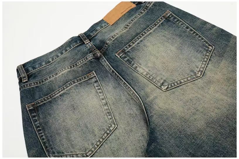 Vintage Whisker Faded Wash Wide-Leg Jeans