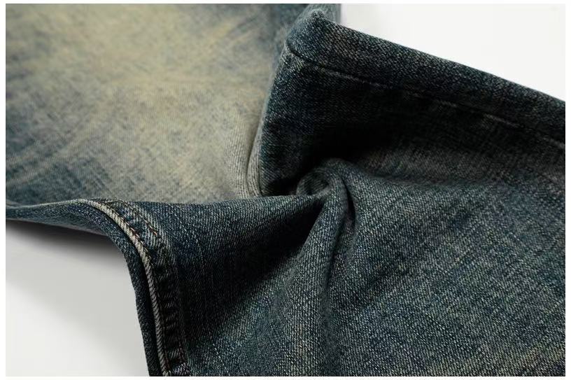 Vintage Whisker Faded Wash Wide-Leg Jeans