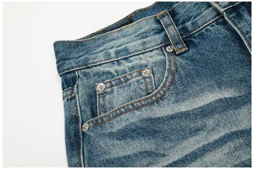 Whisker Faded Wash Wide-Leg Jeans