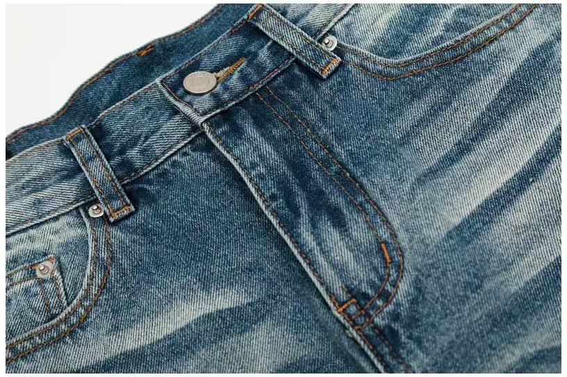 Whisker Faded Wash Wide-Leg Jeans