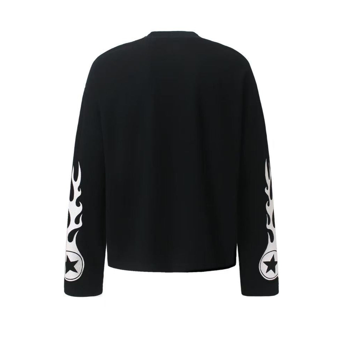 Racing Graphic Contrast Color Waffle Knit Long Sleeve