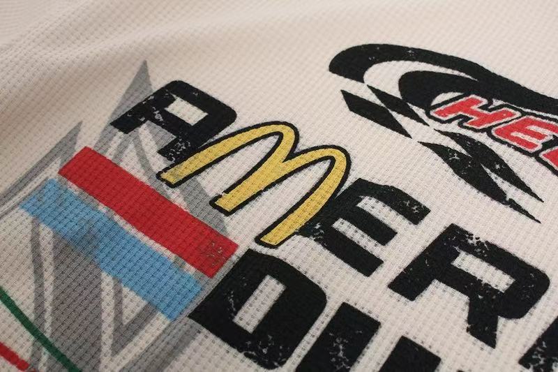 Vintage Racing Collage Print Waffle Knit Long Sleeve
