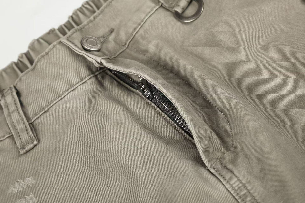 Splash Paint Distressed Chain Decor Wide-Leg Cargo Pants