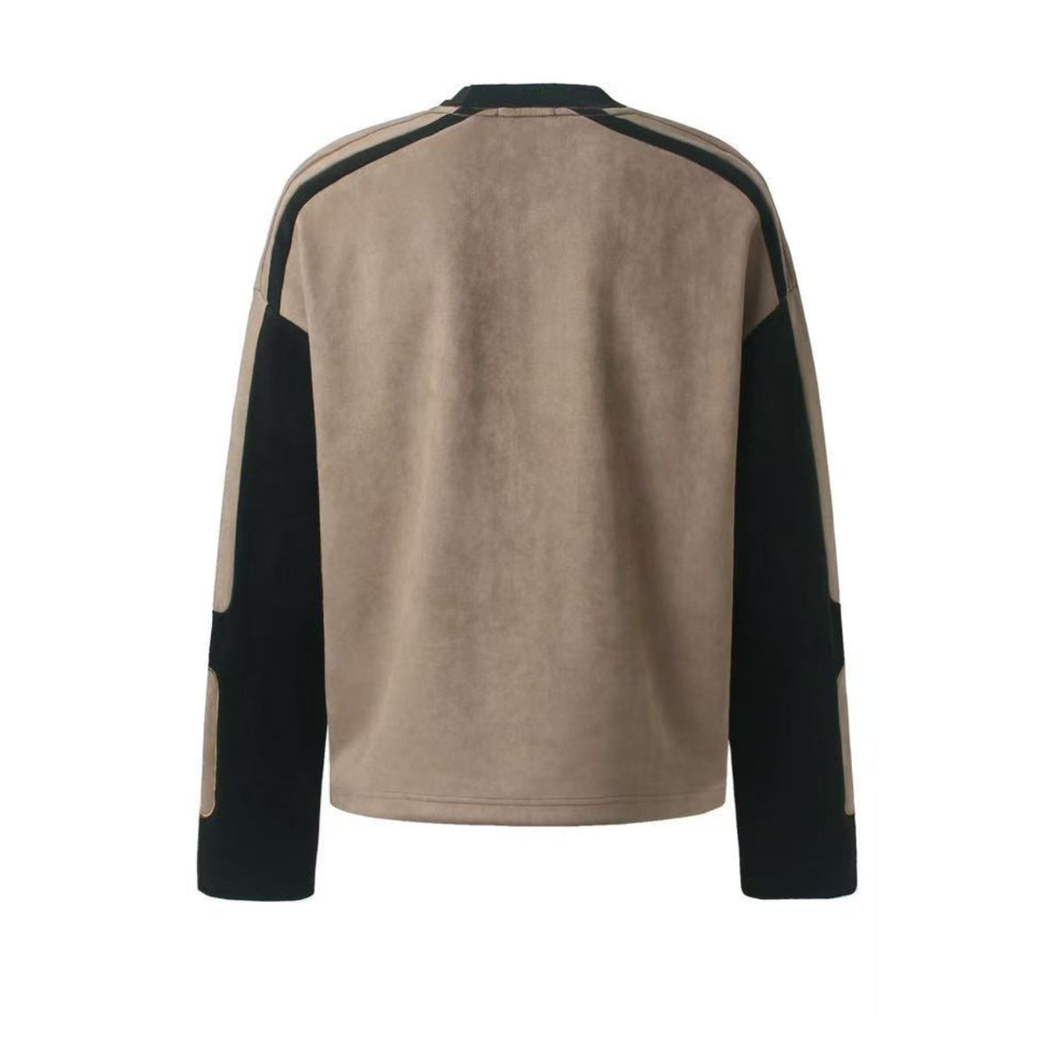 Letter Graphic Color Block  Faux Suede Long Sleeve