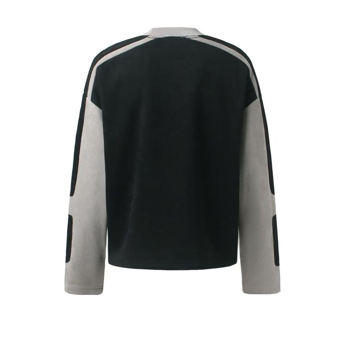 Letter Graphic Color Block  Faux Suede Long Sleeve