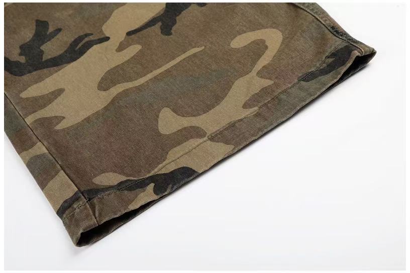 Unisex Vintage Camo Multi-Pocket Wide-Leg Cargo Pants