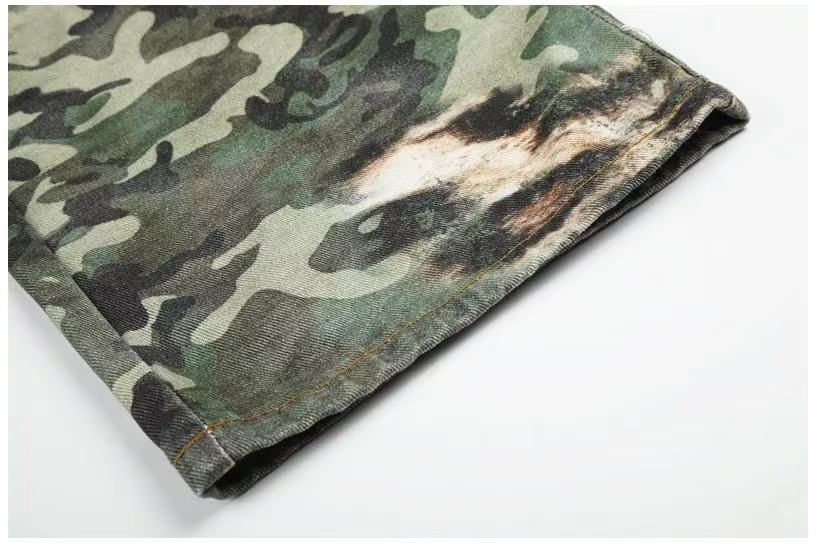 Camo Leopard Gradient Wide-Leg Cargo Pants