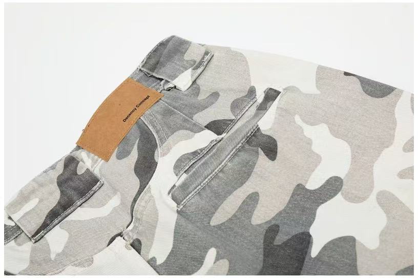 Snow Camo Multi-Pocket Wide-Leg Cargo Pants