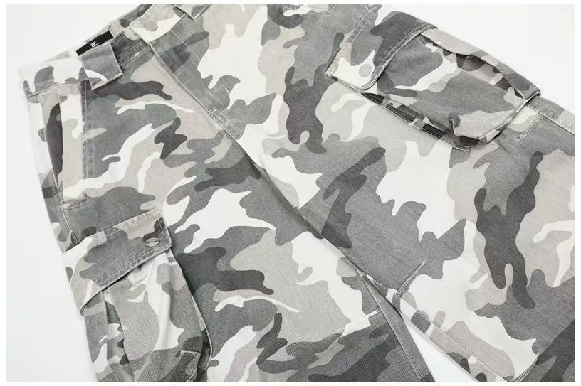 Snow Camo Multi-Pocket Wide-Leg Cargo Pants