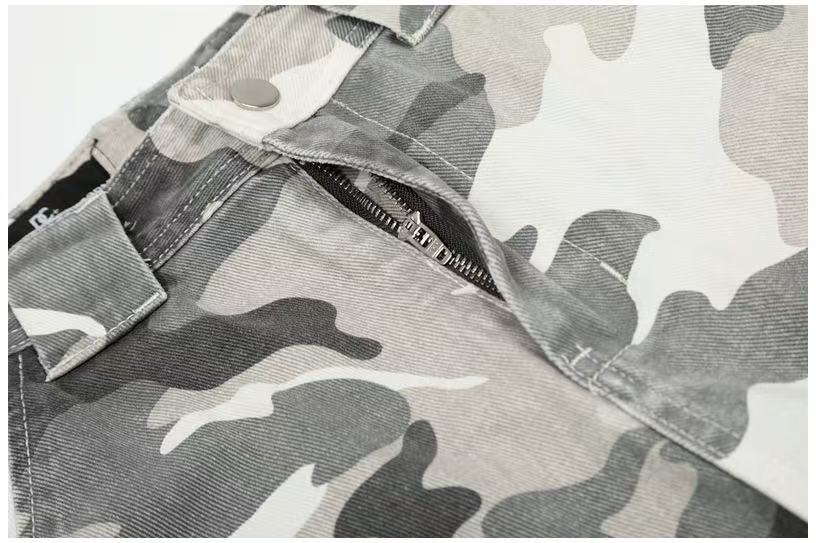 Snow Camo Multi-Pocket Wide-Leg Cargo Pants