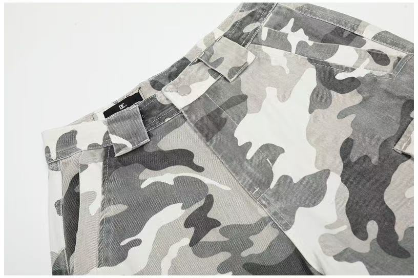 Snow Camo Multi-Pocket Wide-Leg Cargo Pants