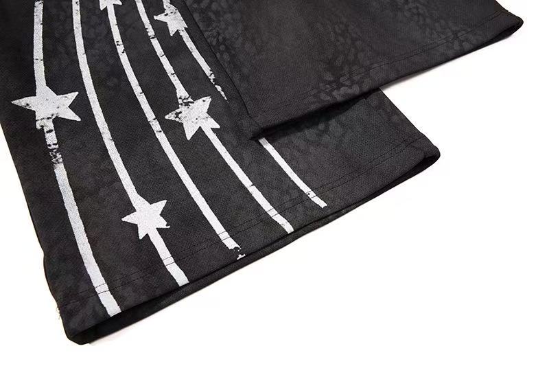 Vintage Letter Star Print Wide-Leg Sweatpants