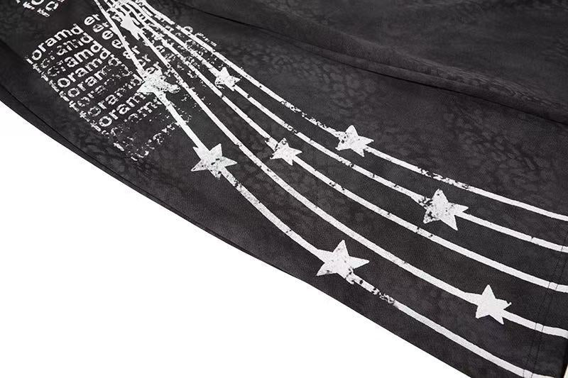 Vintage Letter Star Print Wide-Leg Sweatpants