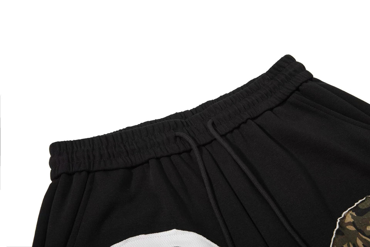 Streetwear Camo Patchwork Letter Number Graphic Baggy Wide-Leg Sweatpants