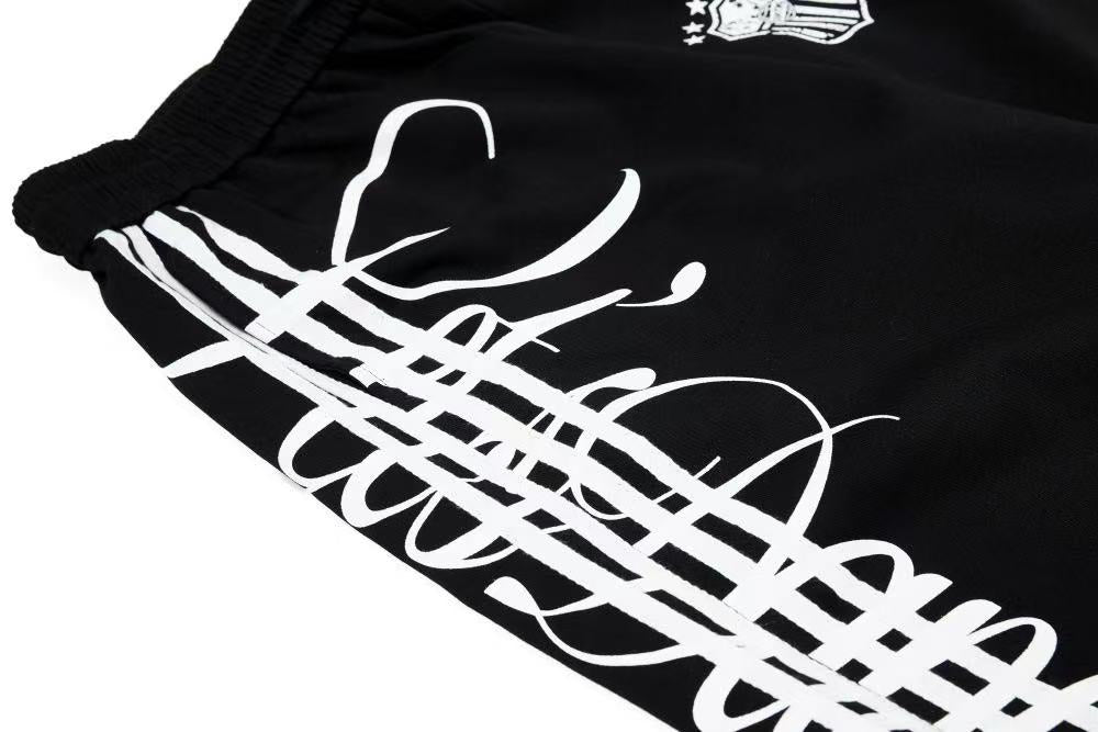 Cursive Script Side Stripe Wide-Leg Sweatpants