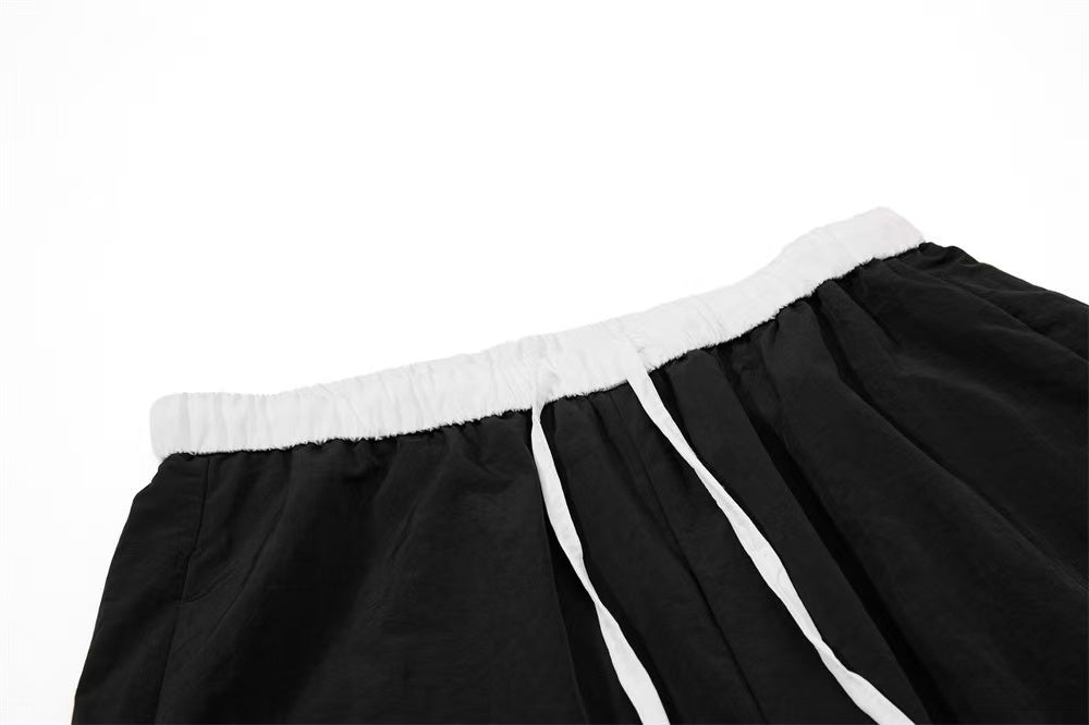 Nylon Cursive Star Print Wide-Leg Sweatpants