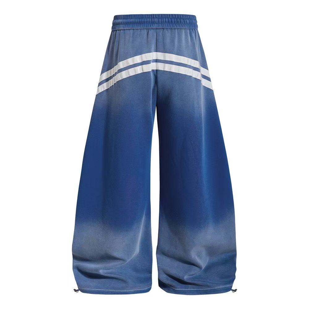 Vintage Faded Soccer Badge Print Wide-Leg Baggy Sweatpants