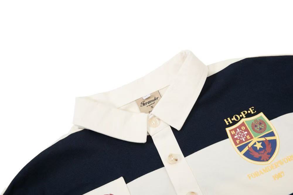 Vintage Block Stripe Number 12 Graphic Rugby Polo Shirt