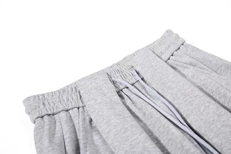 Side Heart & Cursive Text Print Wide-Leg Sweatpants
