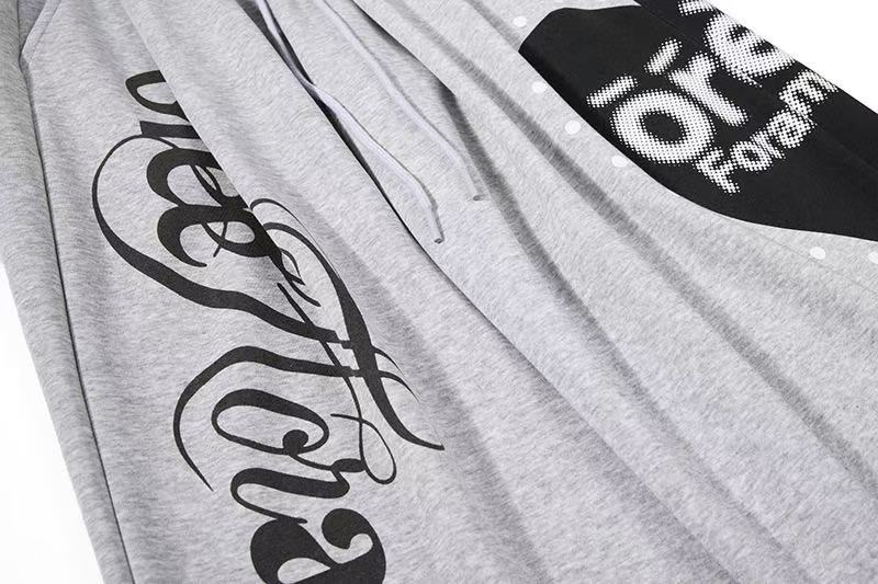 Side Heart & Cursive Text Print Wide-Leg Sweatpants