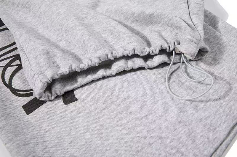 Side Heart & Cursive Text Print Wide-Leg Sweatpants