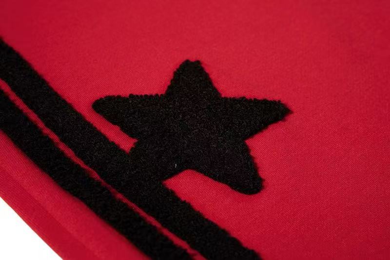 Chenille Star & Side Stripes Wide-Leg Sweatpants