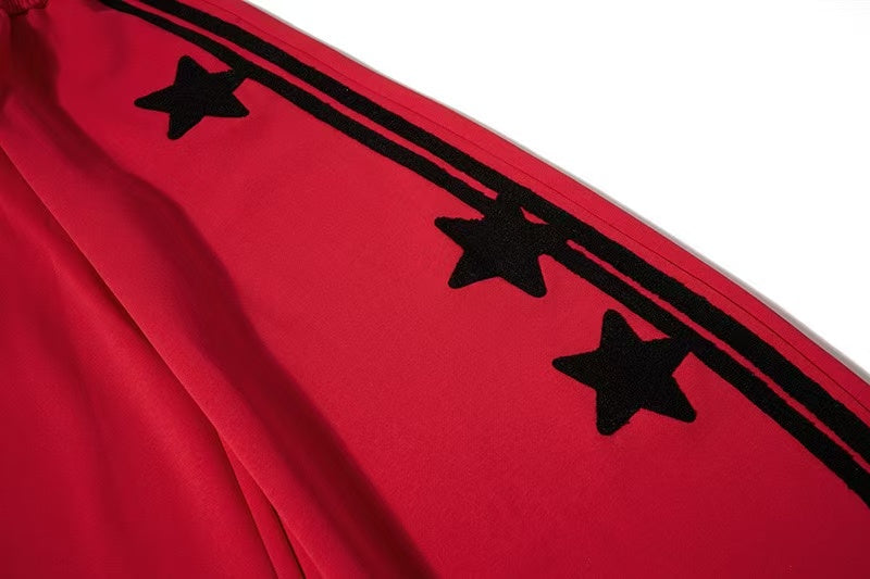 Chenille Star & Side Stripes Wide-Leg Sweatpants