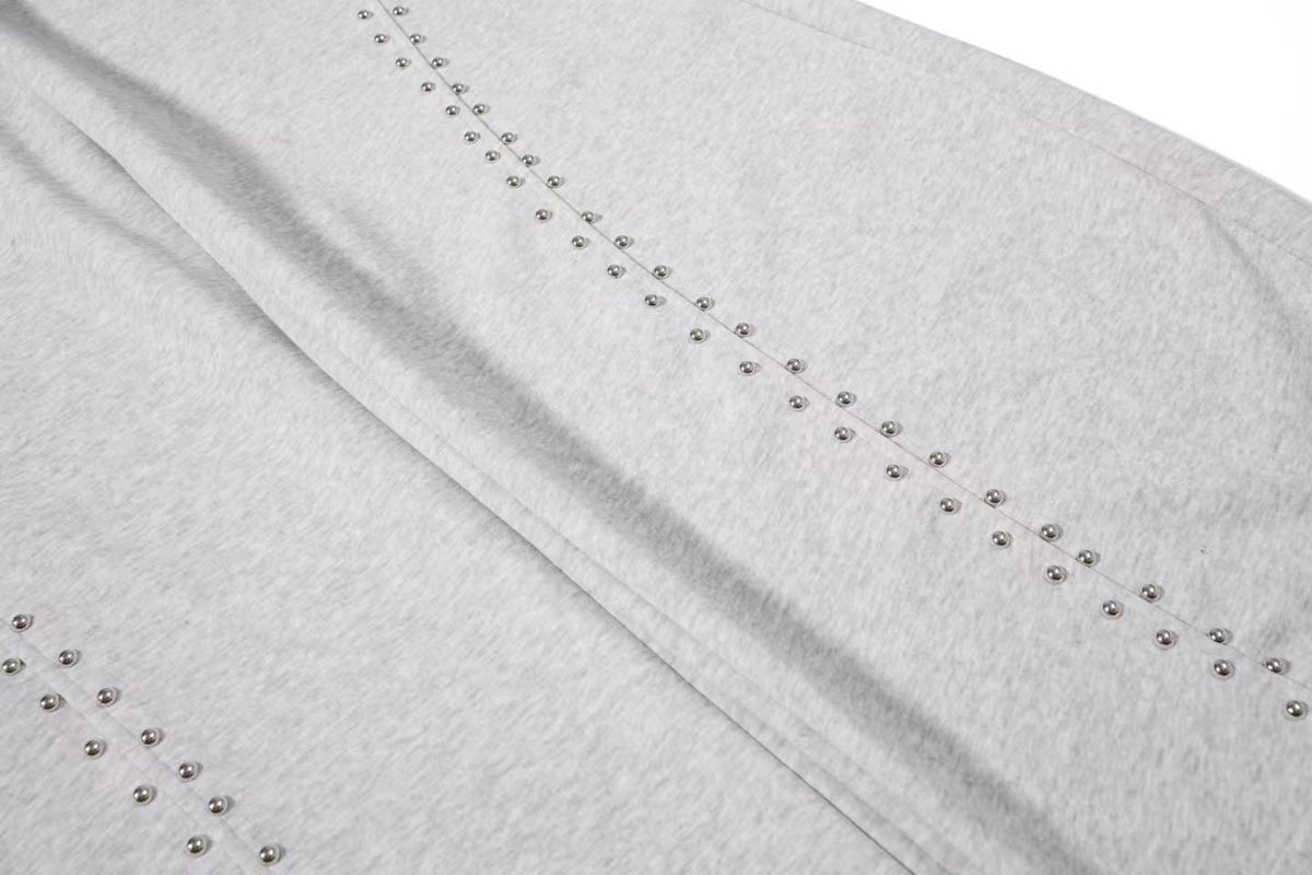 Rhinestone Studded Side Seam Arc Wide-Leg Sweatpants