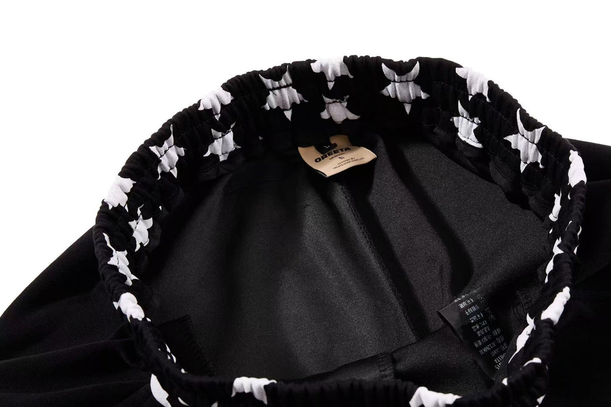 Star Print Pockets Wide-Leg Sweatpants