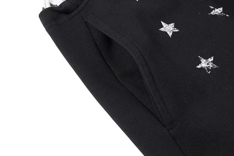 Zebra Patches & Star Print Wide-Leg Sweatpants