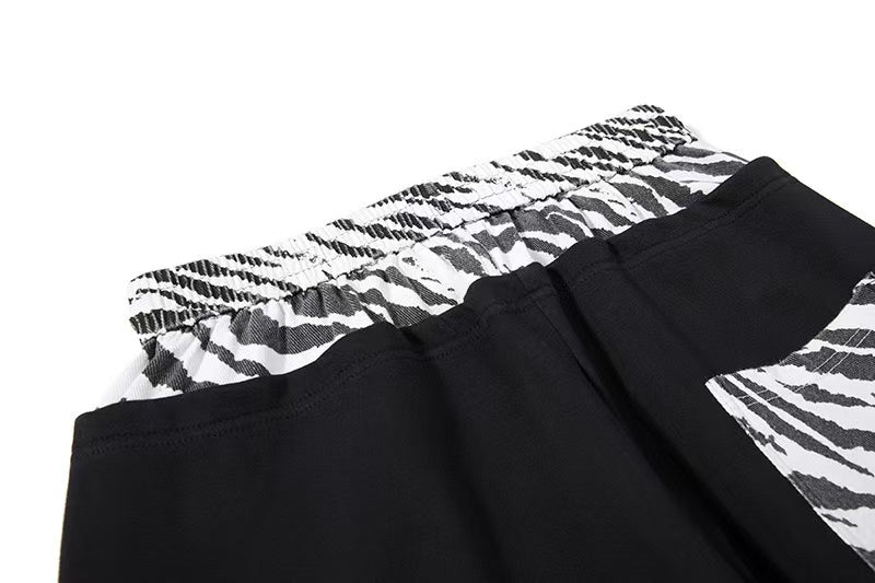 Zebra Patches & Star Print Wide-Leg Sweatpants