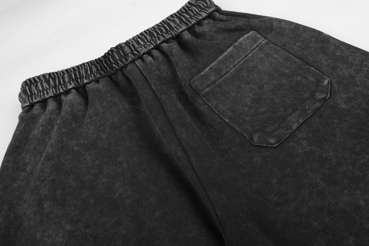 Washed Cracked Cross Baggy Wide-Leg Sweatpants