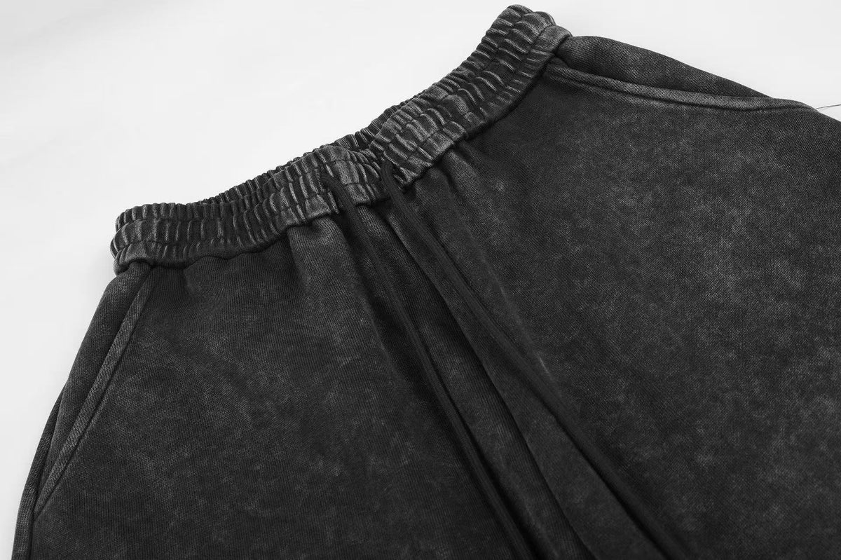 Washed Cracked Cross Baggy Wide-Leg Sweatpants
