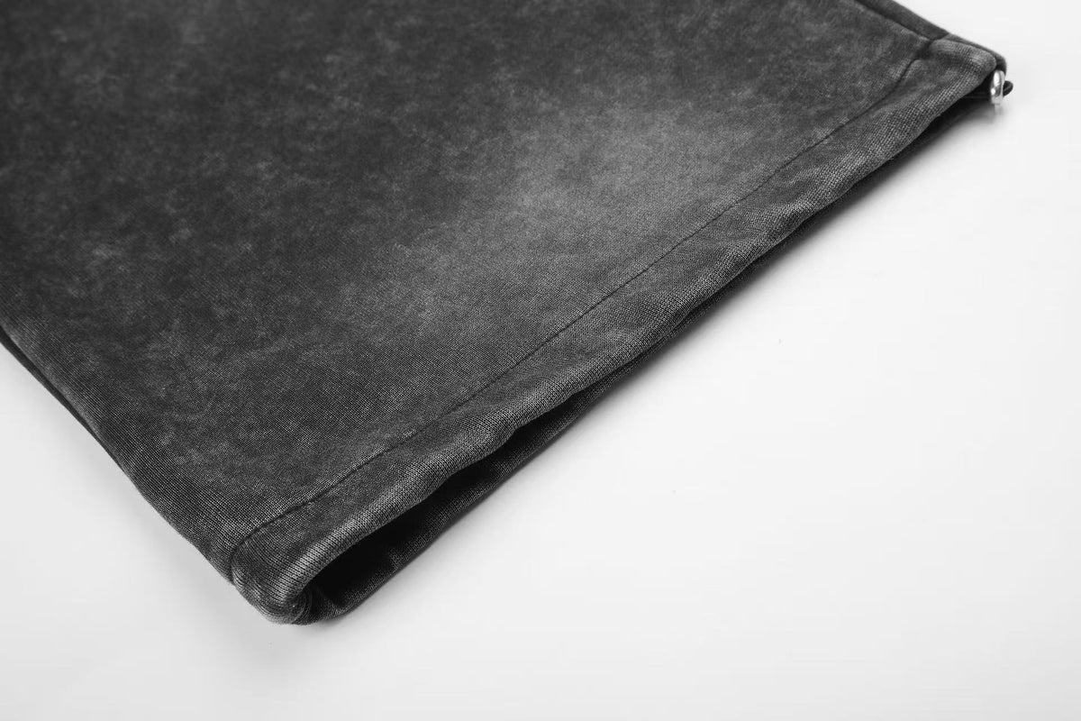 Washed Cracked Cross Baggy Wide-Leg Sweatpants