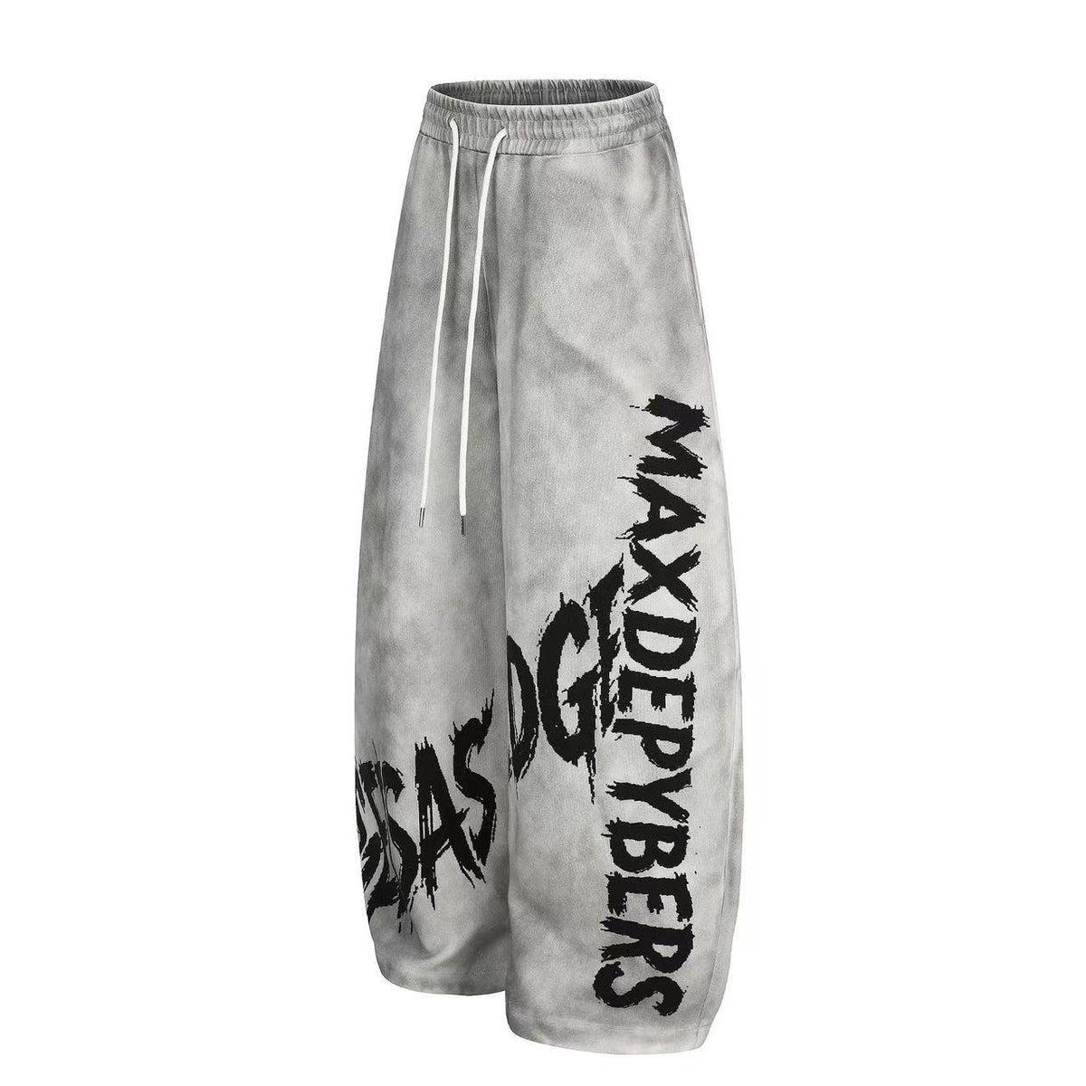 Wash Grunge Brush Letter Print Wide-Leg Sweatpants