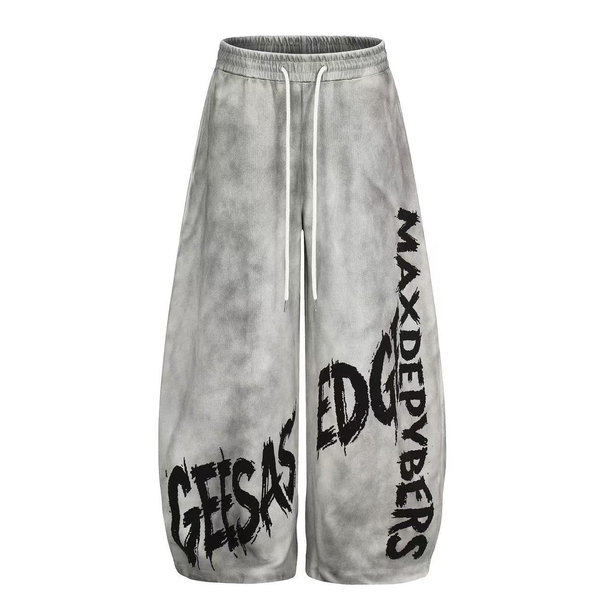 Wash Grunge Brush Letter Print Wide-Leg Sweatpants
